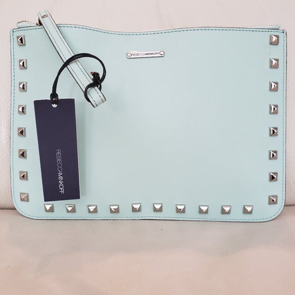 NWT Rebecca Minkoff Kerry Studded Pouch, Mint